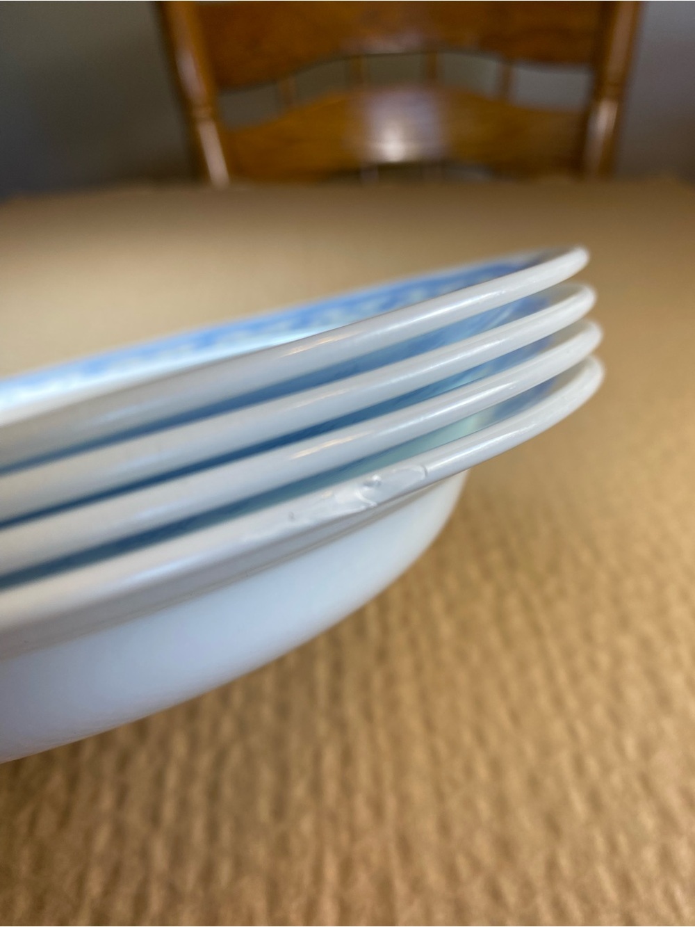 4 Corelle by Corning Morning Blue 8 1/2” Pasta Rimmed Bowls - Picture 10 of 12